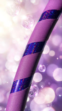 Load image into Gallery viewer, sparkly hula hoop with purple grip tape on glitter background

