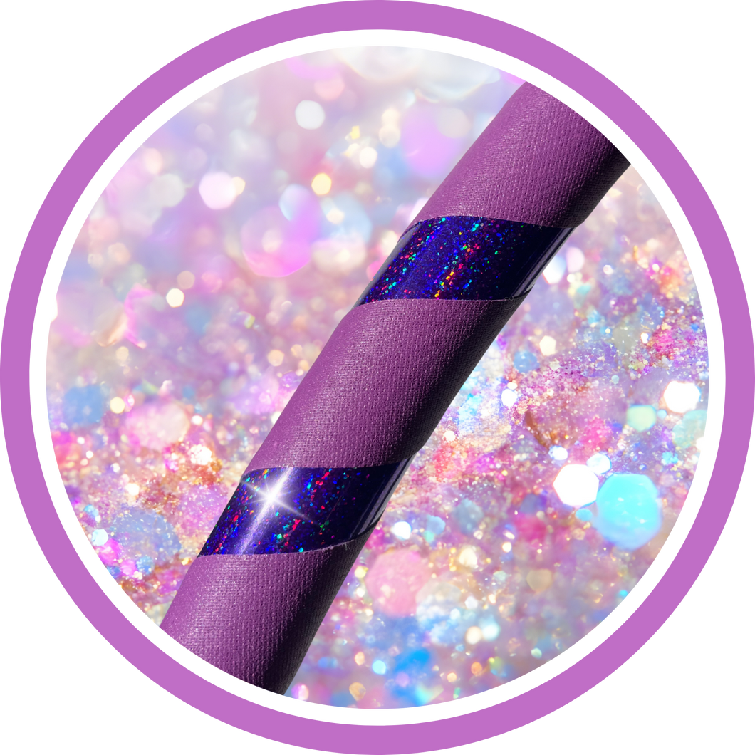 striped purple glitter hula hoop on sparkly background