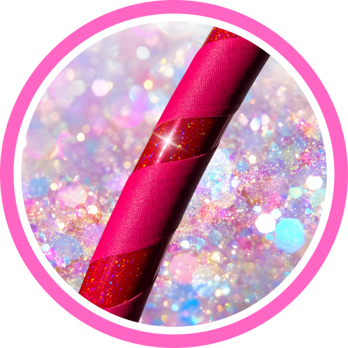 pink sparkly hula hoop with pink grip tape and glitter
