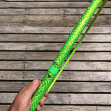Load image into Gallery viewer, hula hoop in lime green holographic tape
