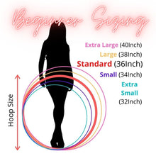 Load image into Gallery viewer, Adult beginner hula hoop size chart 
