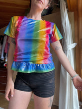 Load image into Gallery viewer, colourful top with frills
