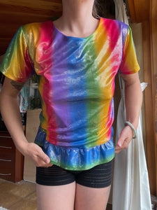 small sparkle top on woman
