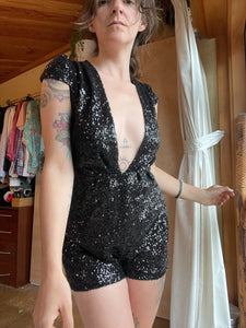 sexy black sequin playsuit