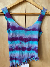 Load image into Gallery viewer, blue and purple womans top on hanger
