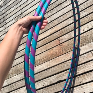 purple and turquoise hula hoops